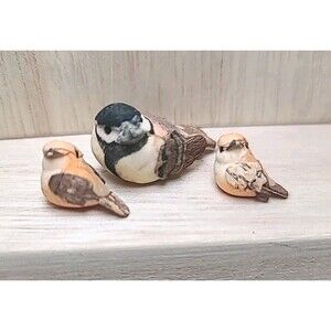 Vintage Bird Figures Styrofoam Feathered Pine Cone Set of 3 Diorama Miniatures